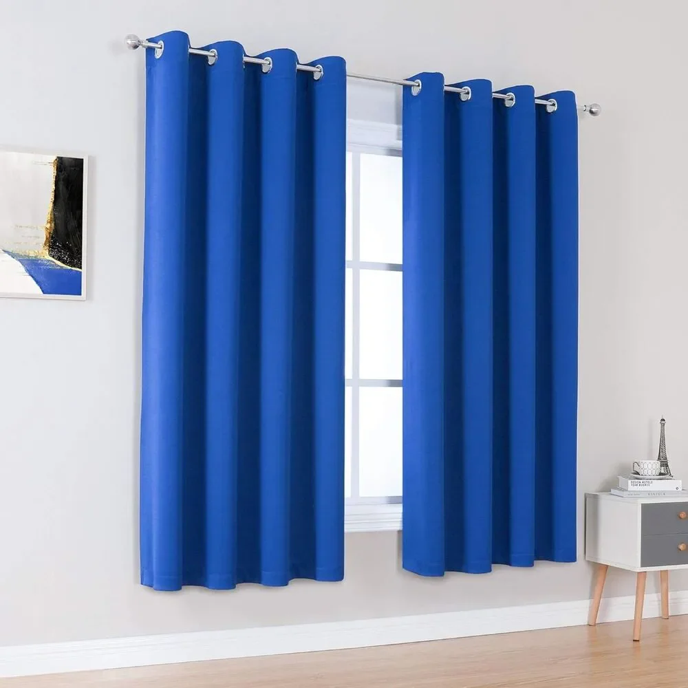 DUALIFE Royal Blue Room Darkening Curtains 55x63